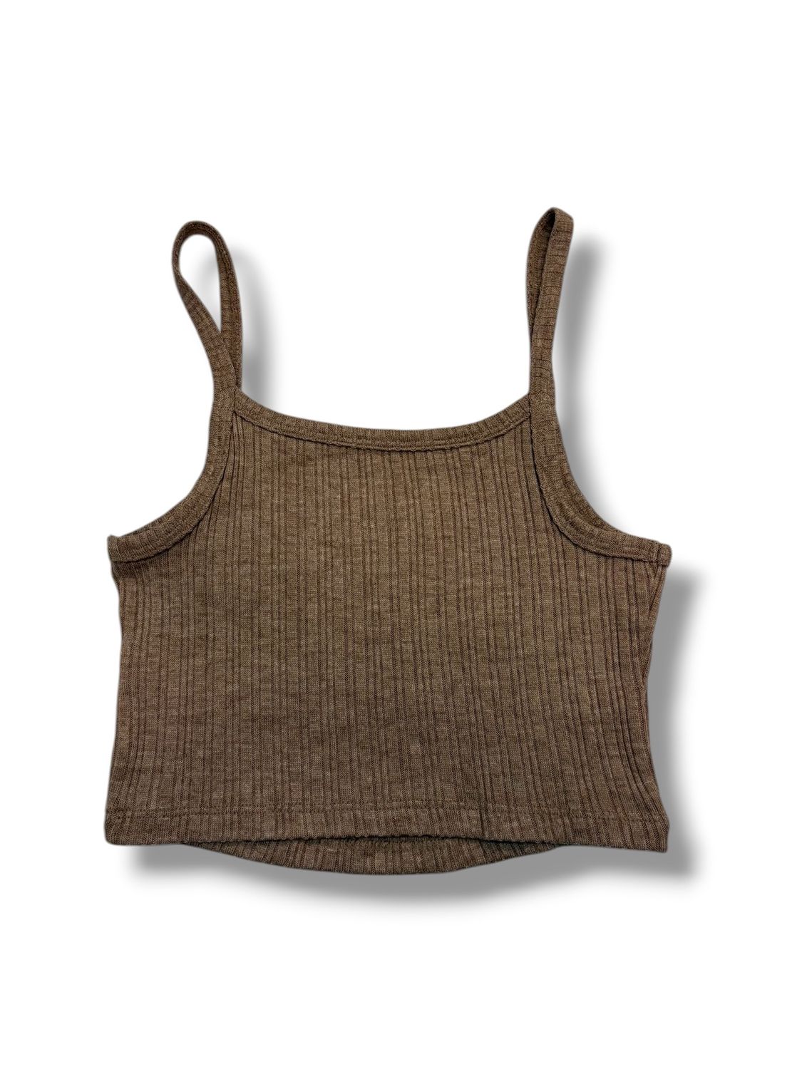 Aeropostale Brown Ribbed Spaghetti Strap Crop Tank Top