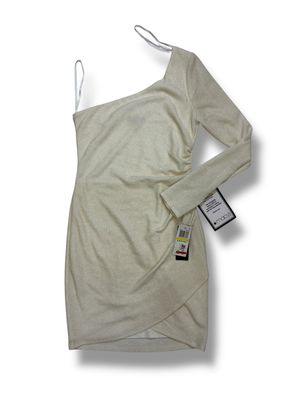 White One Sleeve Sparkly Bodycon Dress