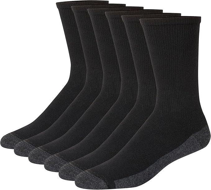 Hanes Crew Socks 6 Pack, Colour: Black