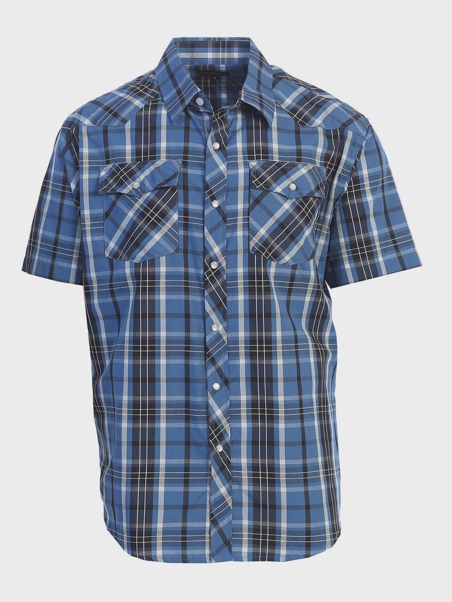 Gioberti Button Up, Color: BLU/WHT, Size: MED