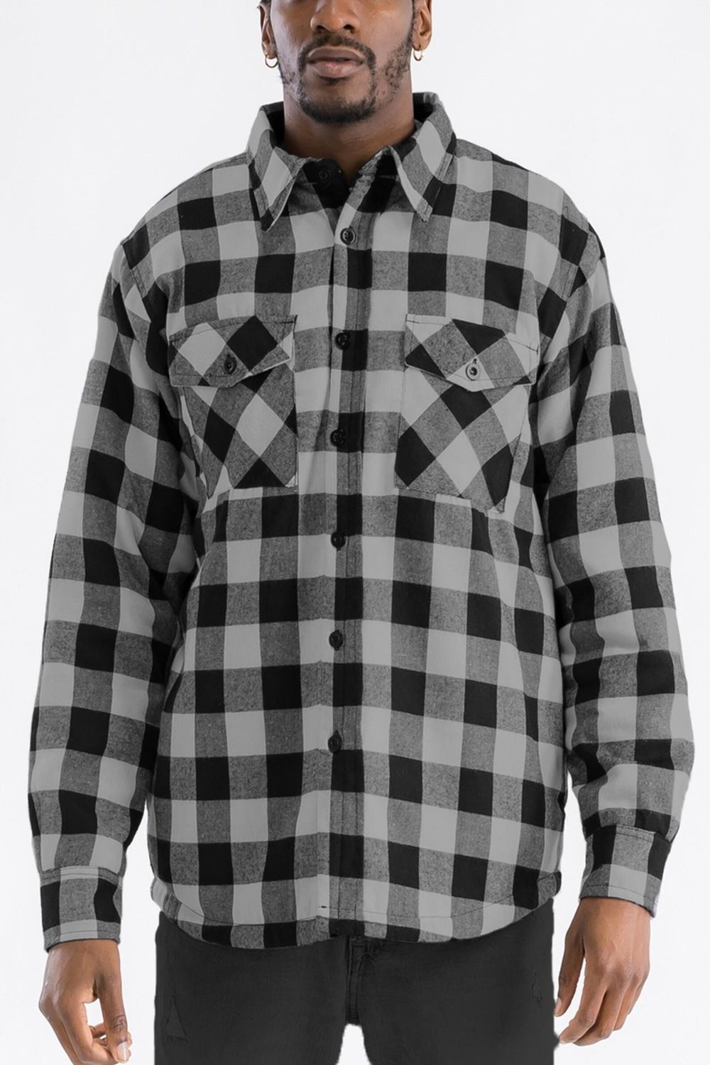 WEIV Flannel Lined, Color: GRY/BLK, Size: LRG