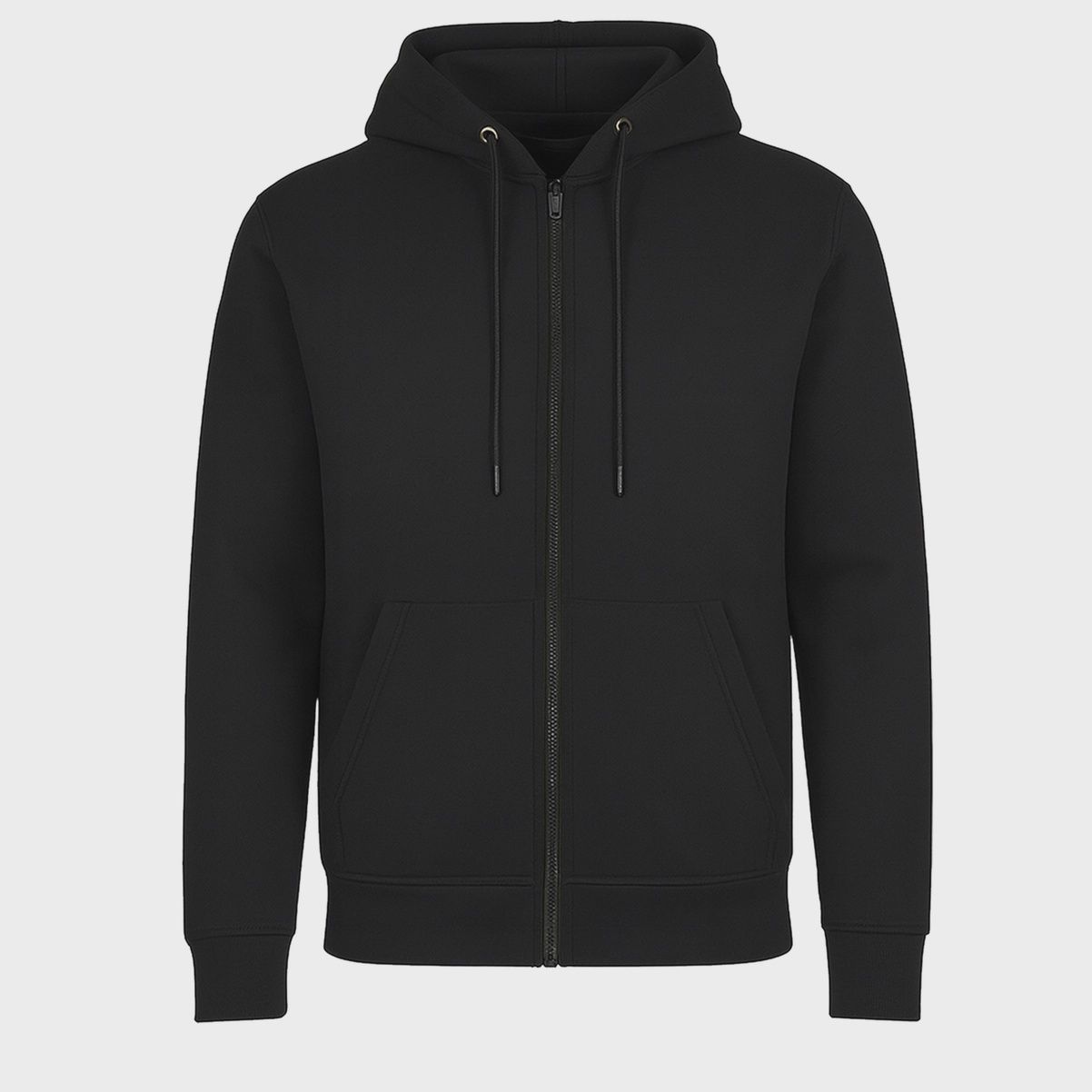 Fleece Lined Zip Up Hoodie, Color: BLK, Size: L