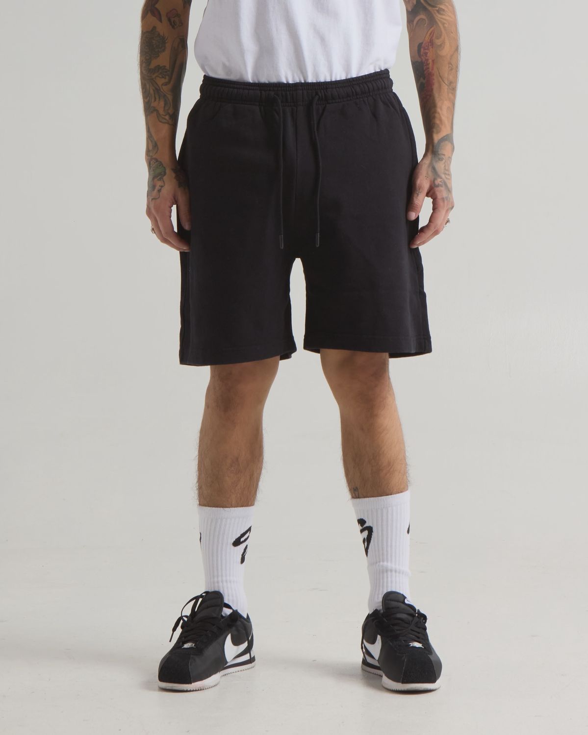 Garment Dye Fleece Shorts, Color: BLK, Size: LRG
