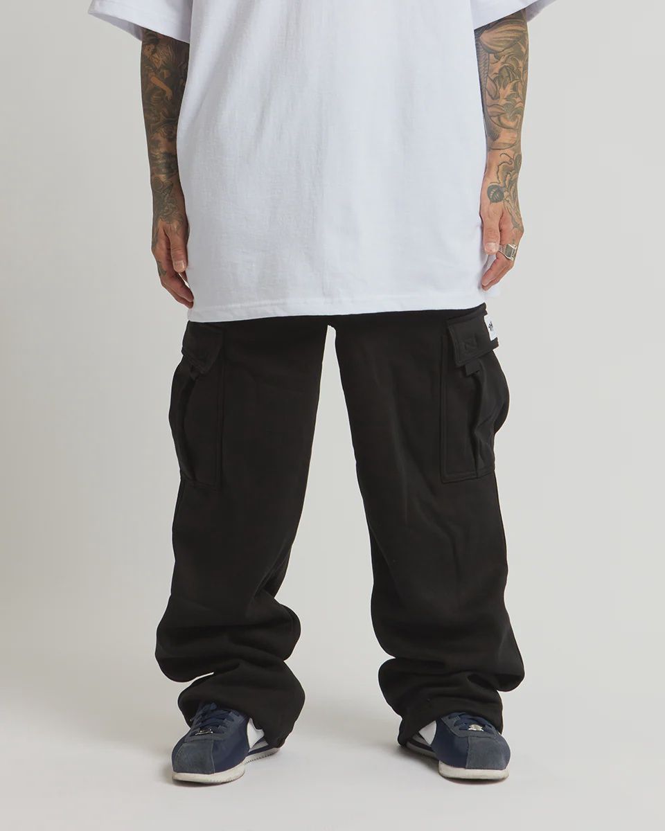 Shaka Fleece Cargo Pants, Color: BLK, Size: M