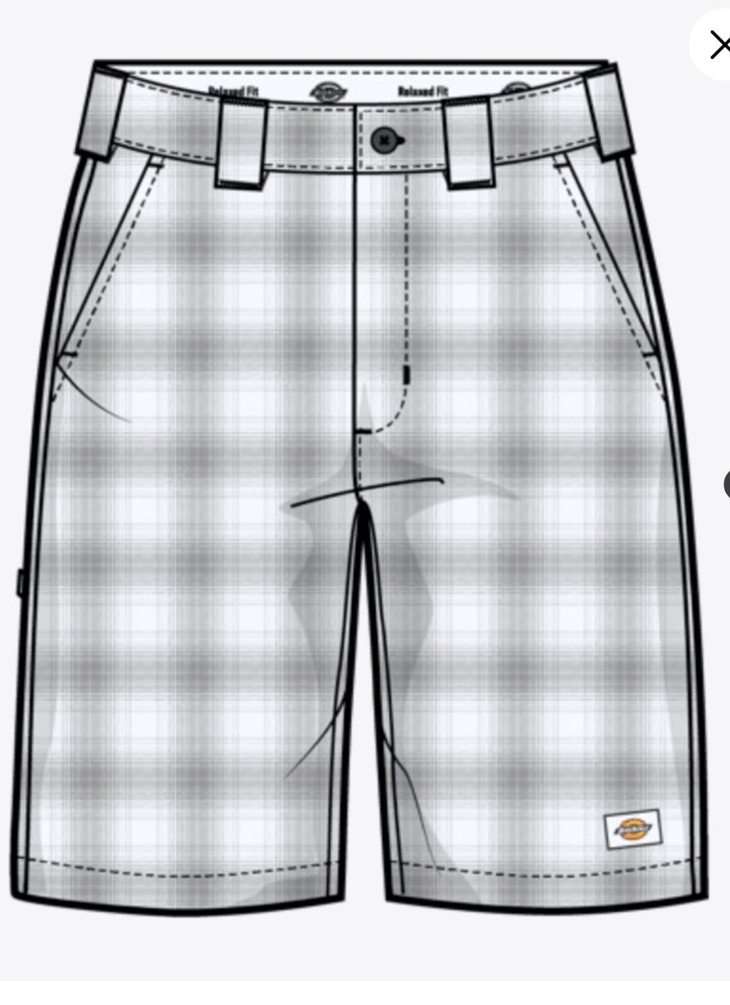 Dickies Plaid 13" Short, Color: WHT, Size: 30