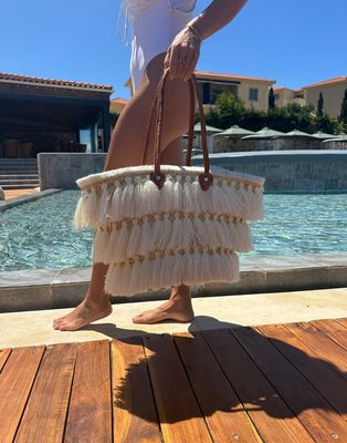 Cream Tassel Basket Cream Tassel Basket