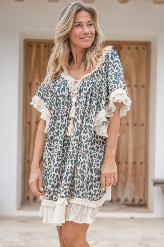 Ana Tunic Black/Leopard Print