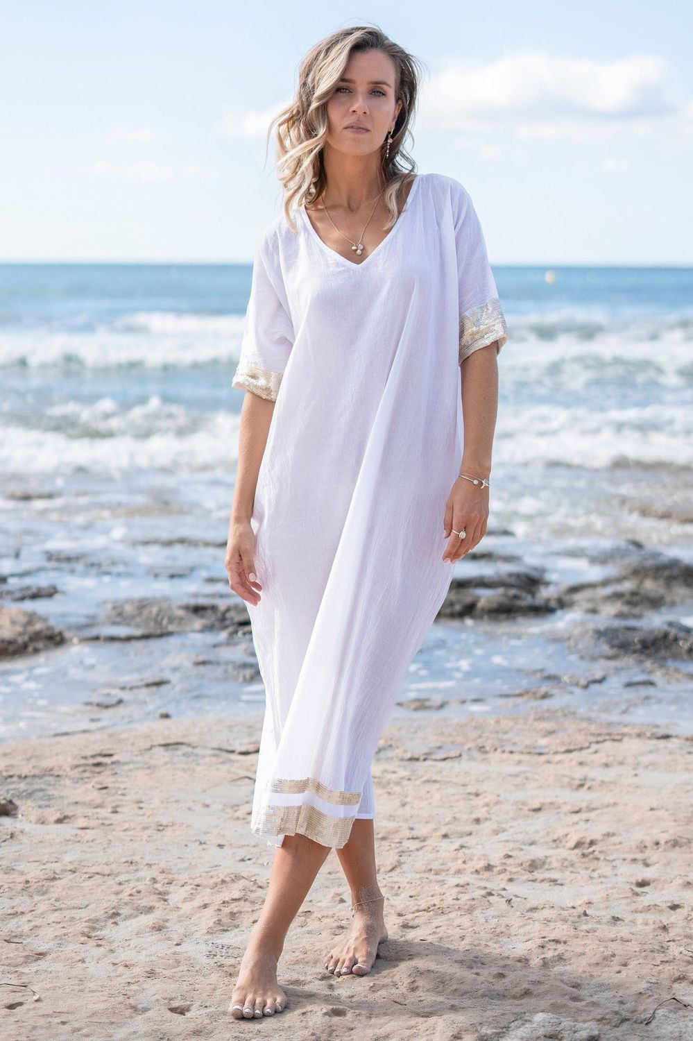 Jada Flo long kaftan white