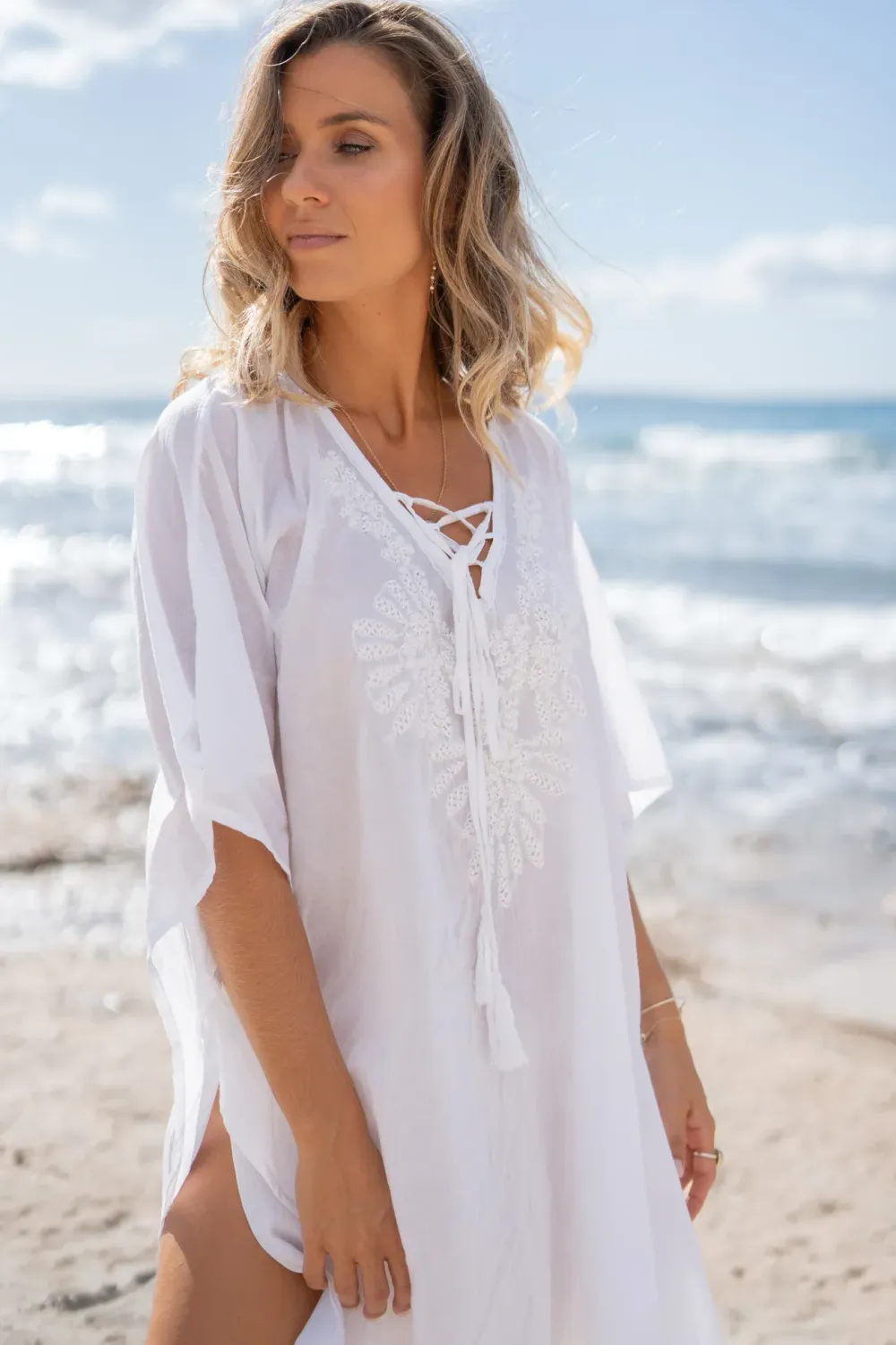 Lia white short kaftan