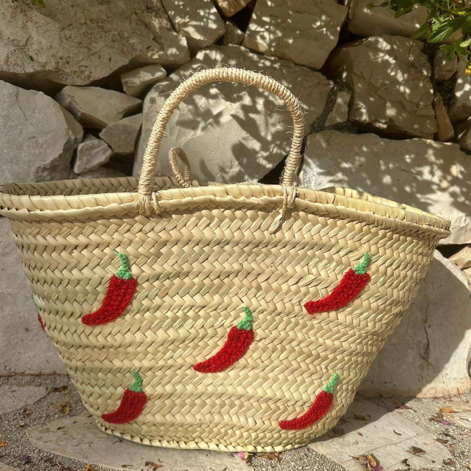 Embroidered Chilli Beach Basket