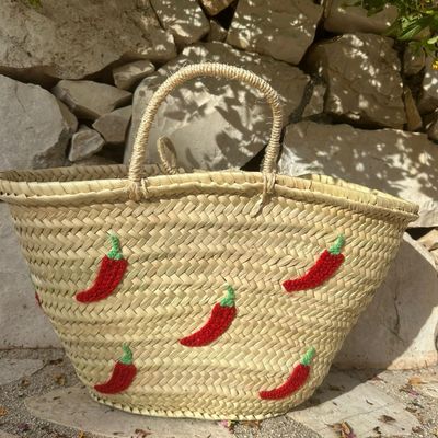 Embroidered Chilli Beach Basket