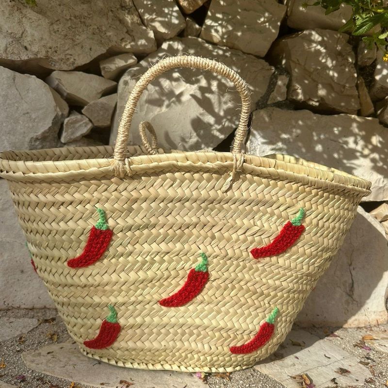 Embroidered Chilli Beach Basket