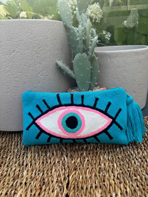 TURQUOISE GREEK EYE CLUTCH