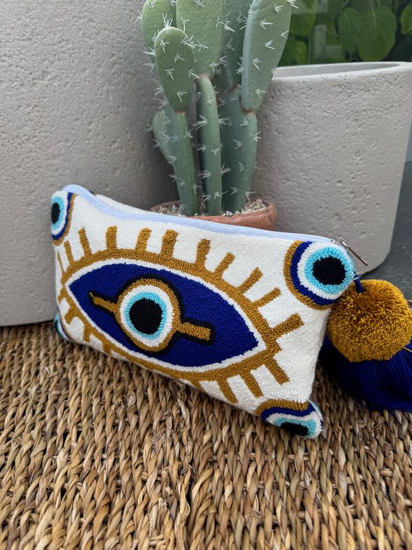 Off White Greek Eye Clutch