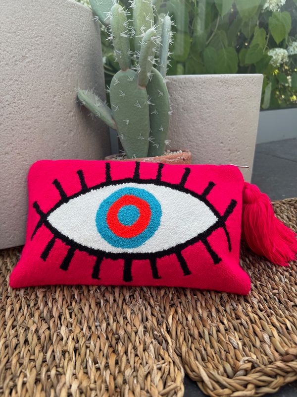 Bright Pink Greek eye Clutch