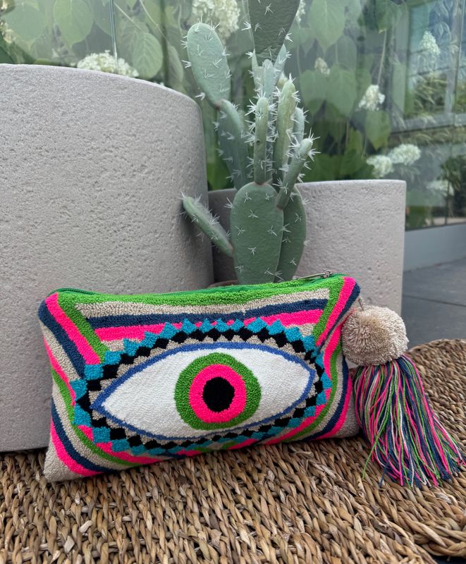 Beige Multi Greek Eye clutch