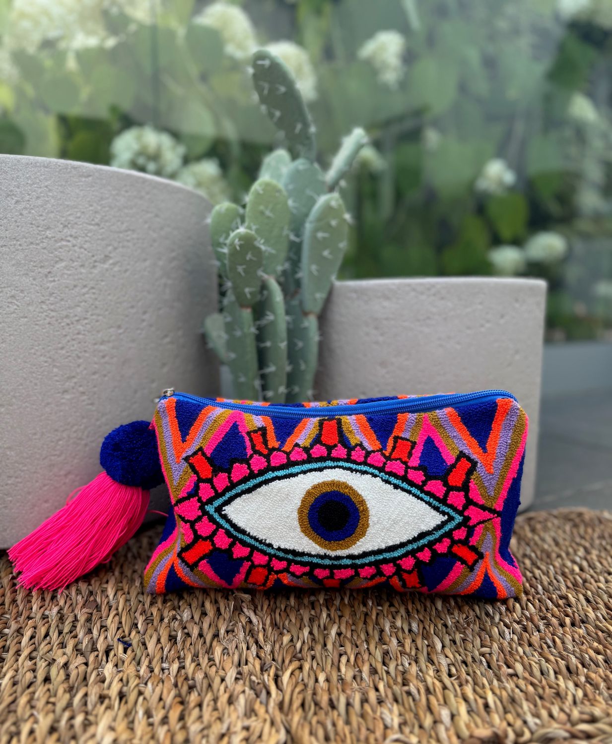 Blue multi Greek Eye Clutch