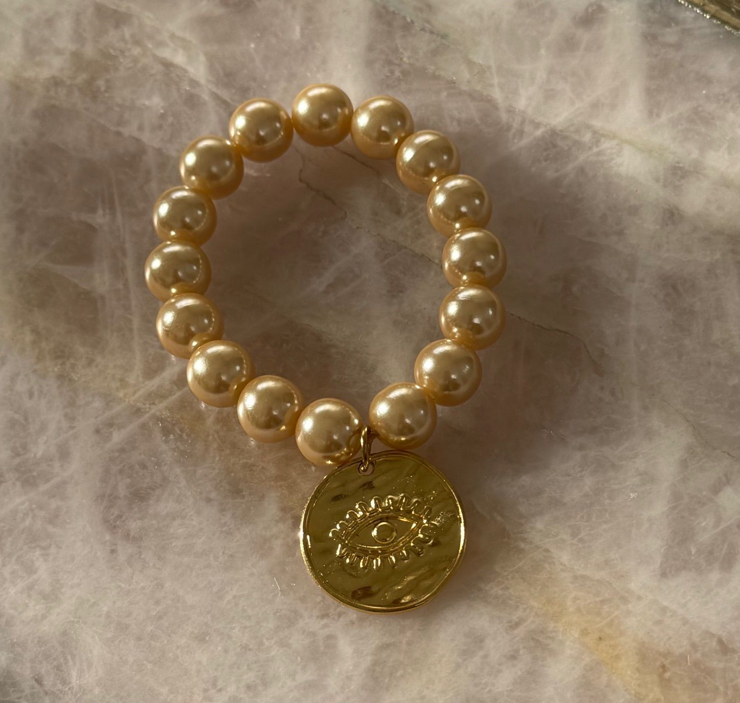 Corfu Pearl coin necklace Gold