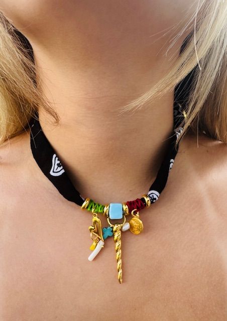Black Bandana Unicorn Necklace