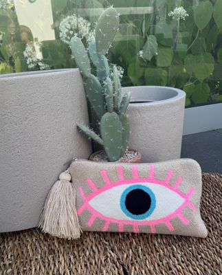 Pink Greek Eye clutch