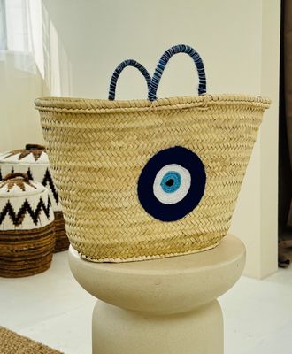 Embroidered Greek Eye Beach Basket