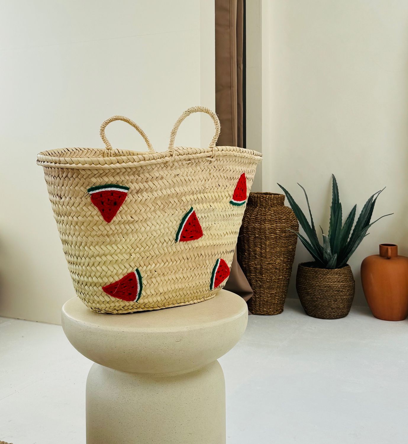 Embroidered Watermelon Beach Basket