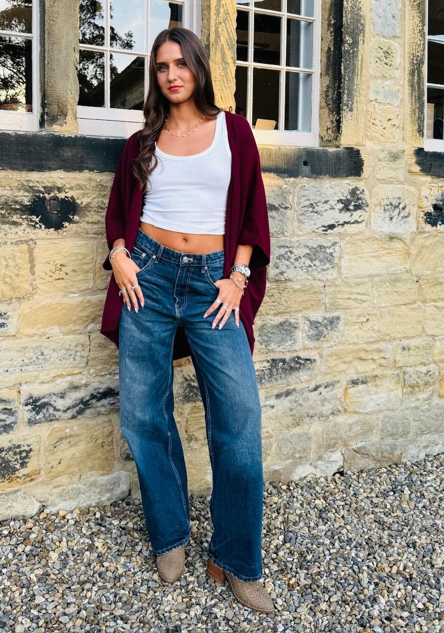 Gwen Cashmere Slouch cardigan Berry