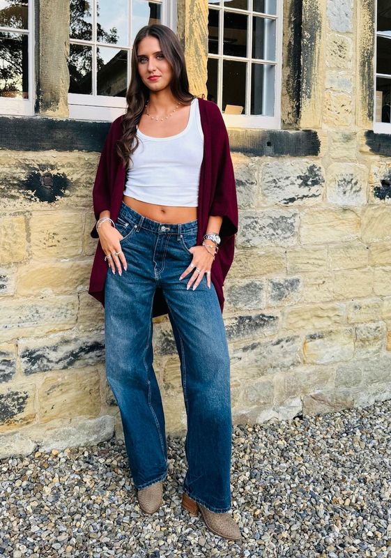 Gwen Cashmere Slouch cardigan Berry