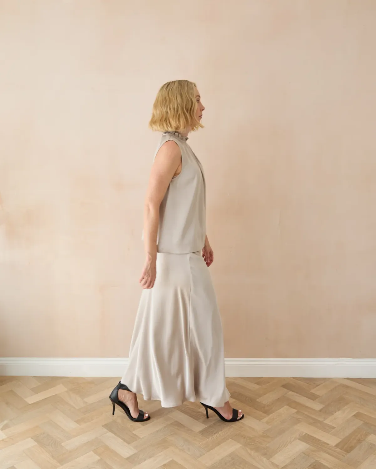 Gina Satin Skirt Glacier