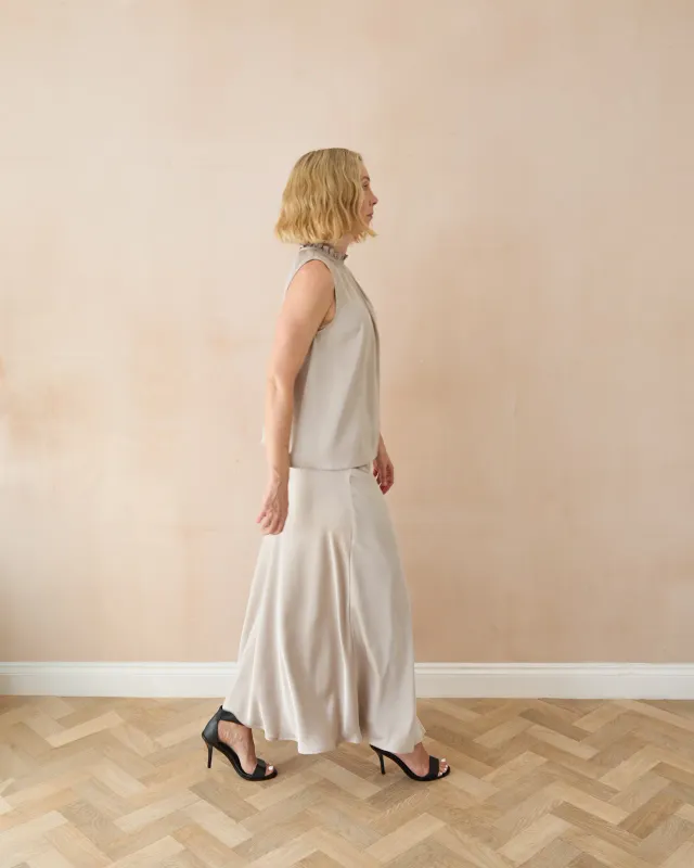 Gina Satin Skirt Glacier