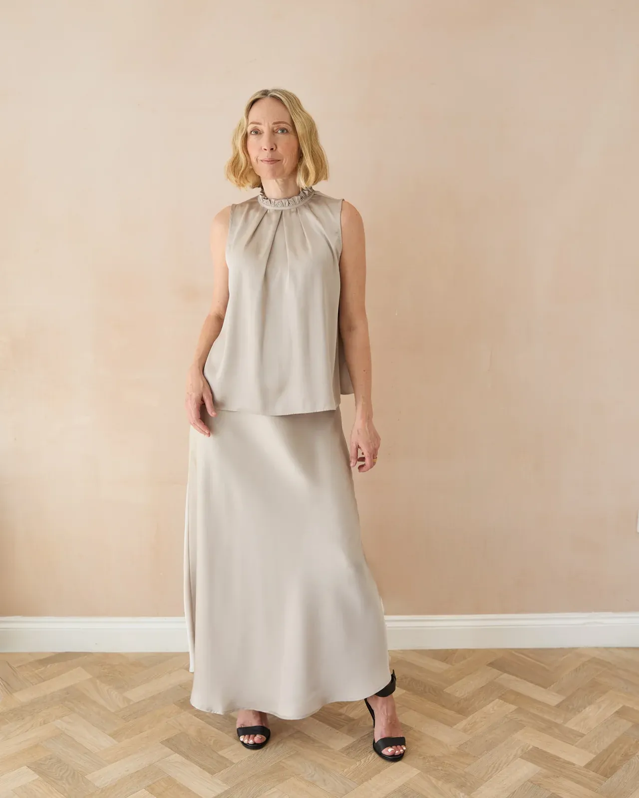 Gina Satin Skirt Glacier