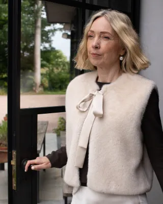 Felicity Faux Fur Gilet Bone