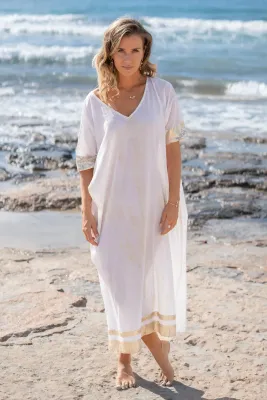 JADA LONG WHITE TIE DYE KAFTAN