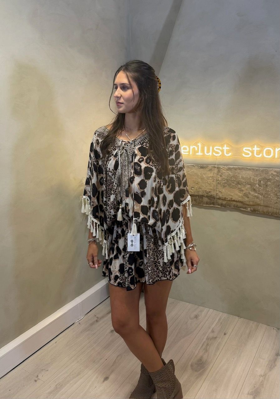 Guilty Beach Leopard Sands Tassel Kaftan