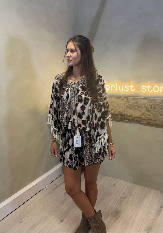 Guilty Beach Leopard Sands Tassel Kaftan