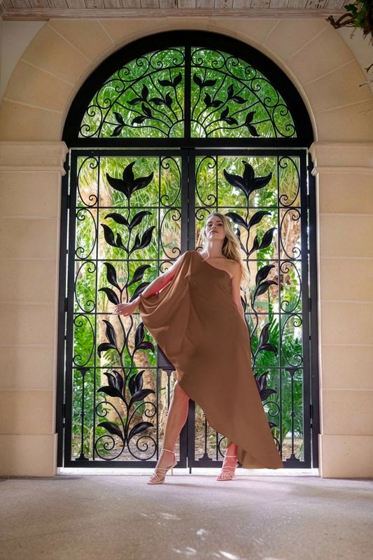 Nouvelle SILK95FIVE Ritz Caftan Dress Nutmeg