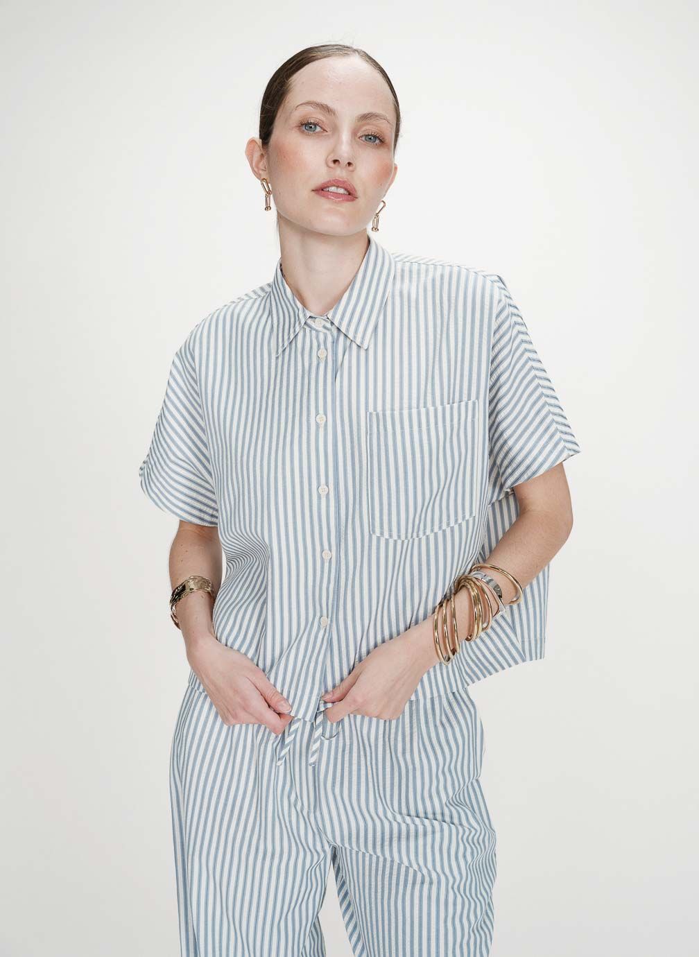 Grace and Mila Blue Stripe Vercia Shirt