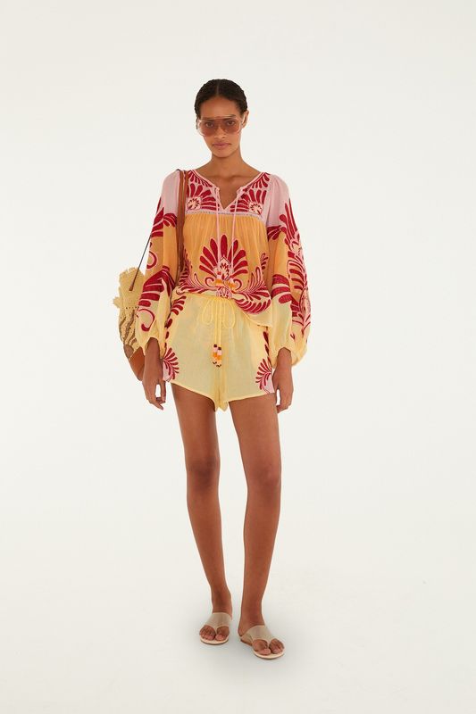 Farm Rio Soft Yellow Arabesc Blouse