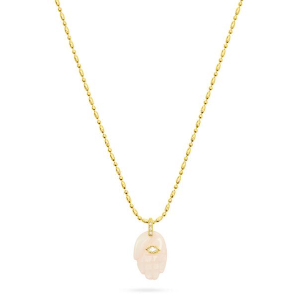 Talis Rose Quartz Protective Hand Pendant Necklace