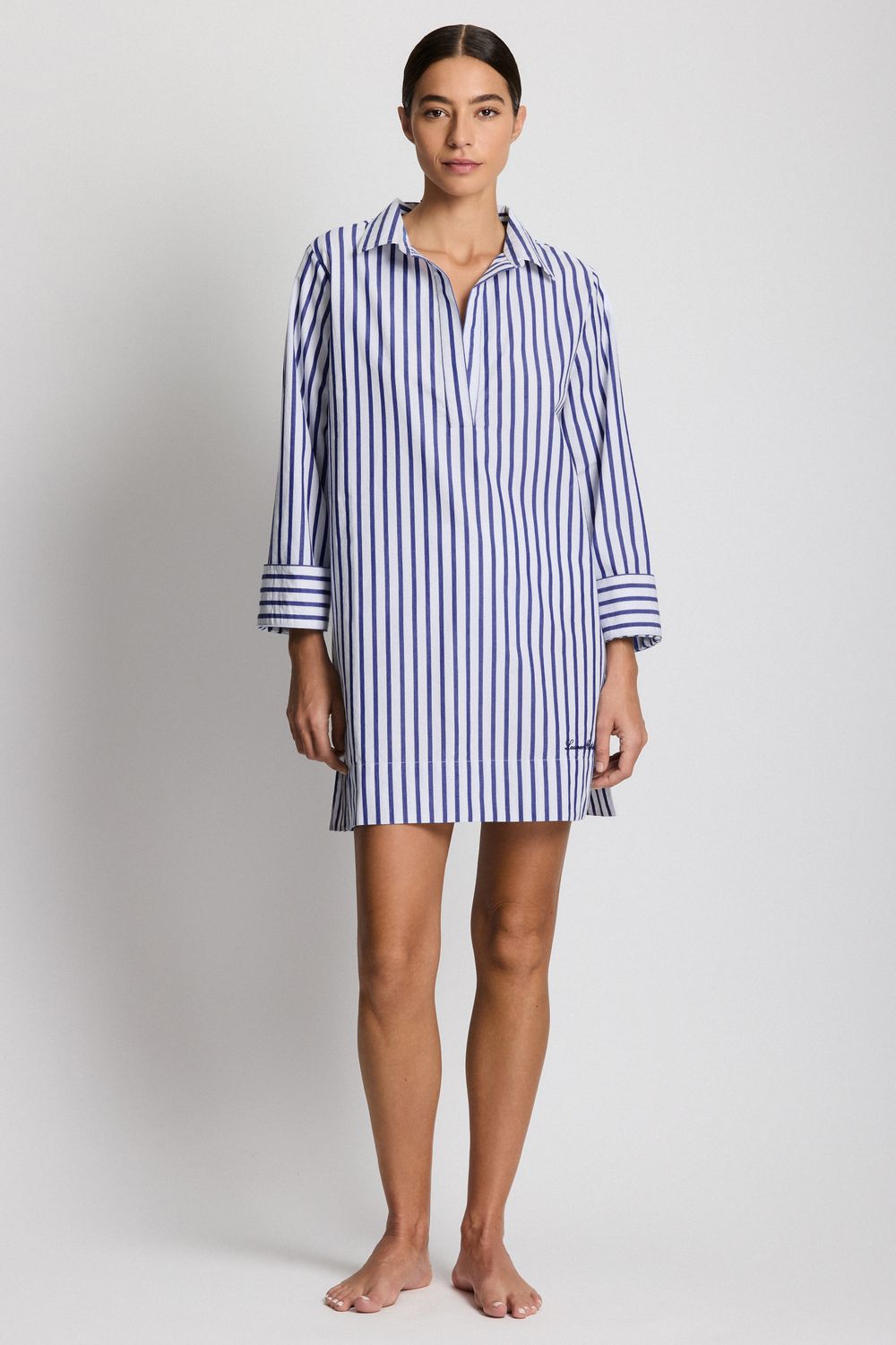 Lauren Ralph Lauren White Cuff Tunic Blue and White