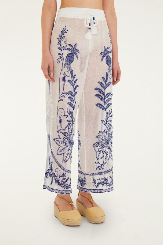 Farm Rio Off-white Nina embroidery pants