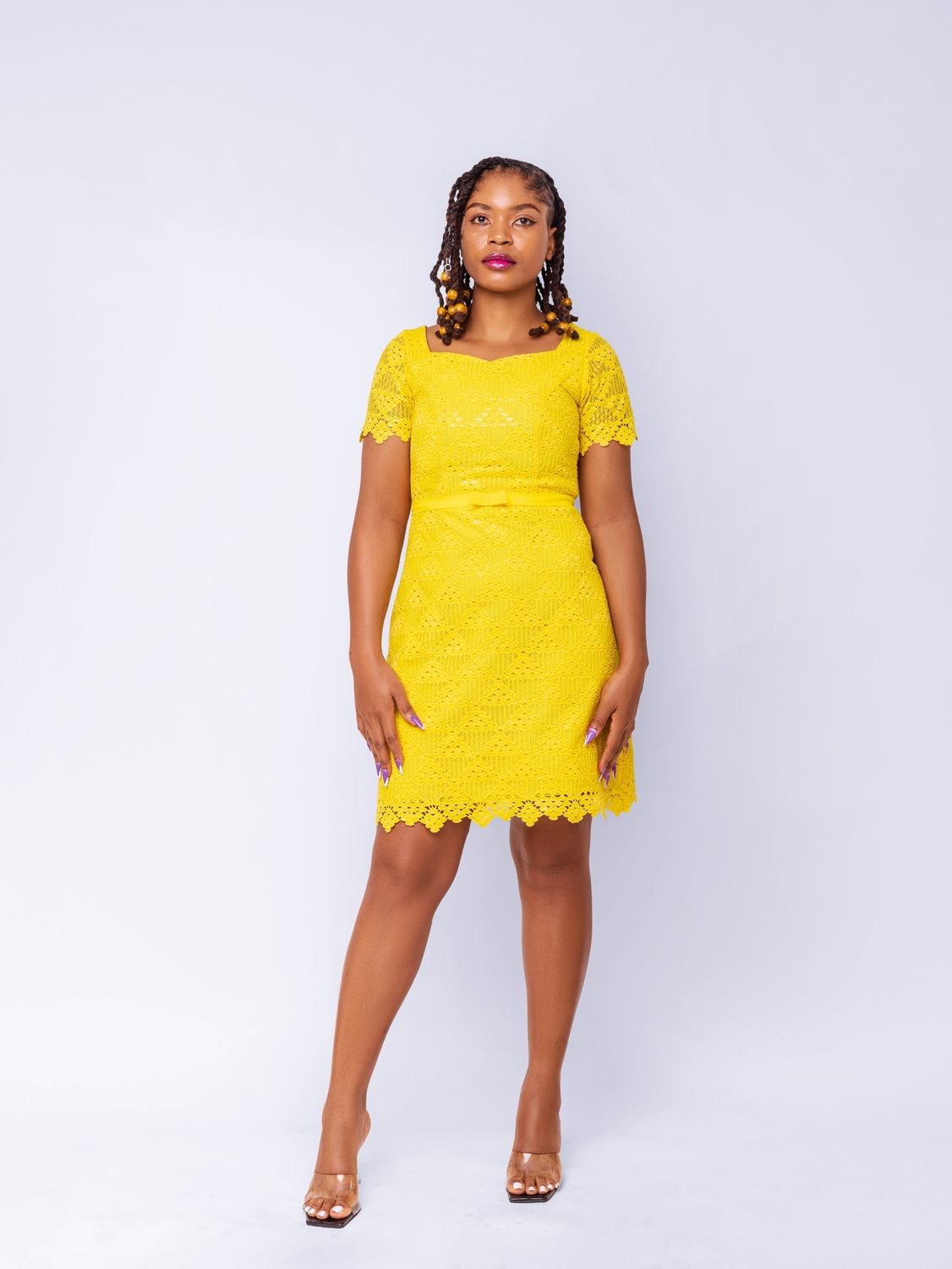 Lace Mini Dress – Yellow