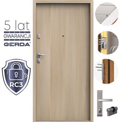 Drzwi Wejściowe RC3 GERDA Pełne Stalowe do mieszkań