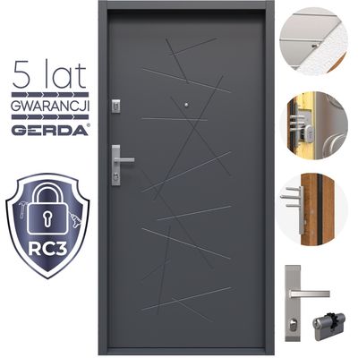 Drzwi Wejściowe RC3 GERDA Tahoma Stalowe do mieszkań