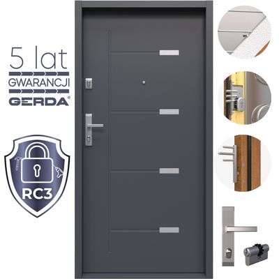 Drzwi Wejściowe RC3 GERDA Teledo Stalowe do mieszkań