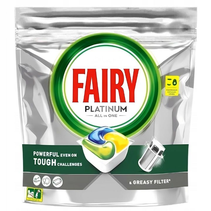 KAPSUŁKI DO ZMYWARKI FAIRY PLATINUM ALL IN ONE CYTRYNOWE 28 sztuk