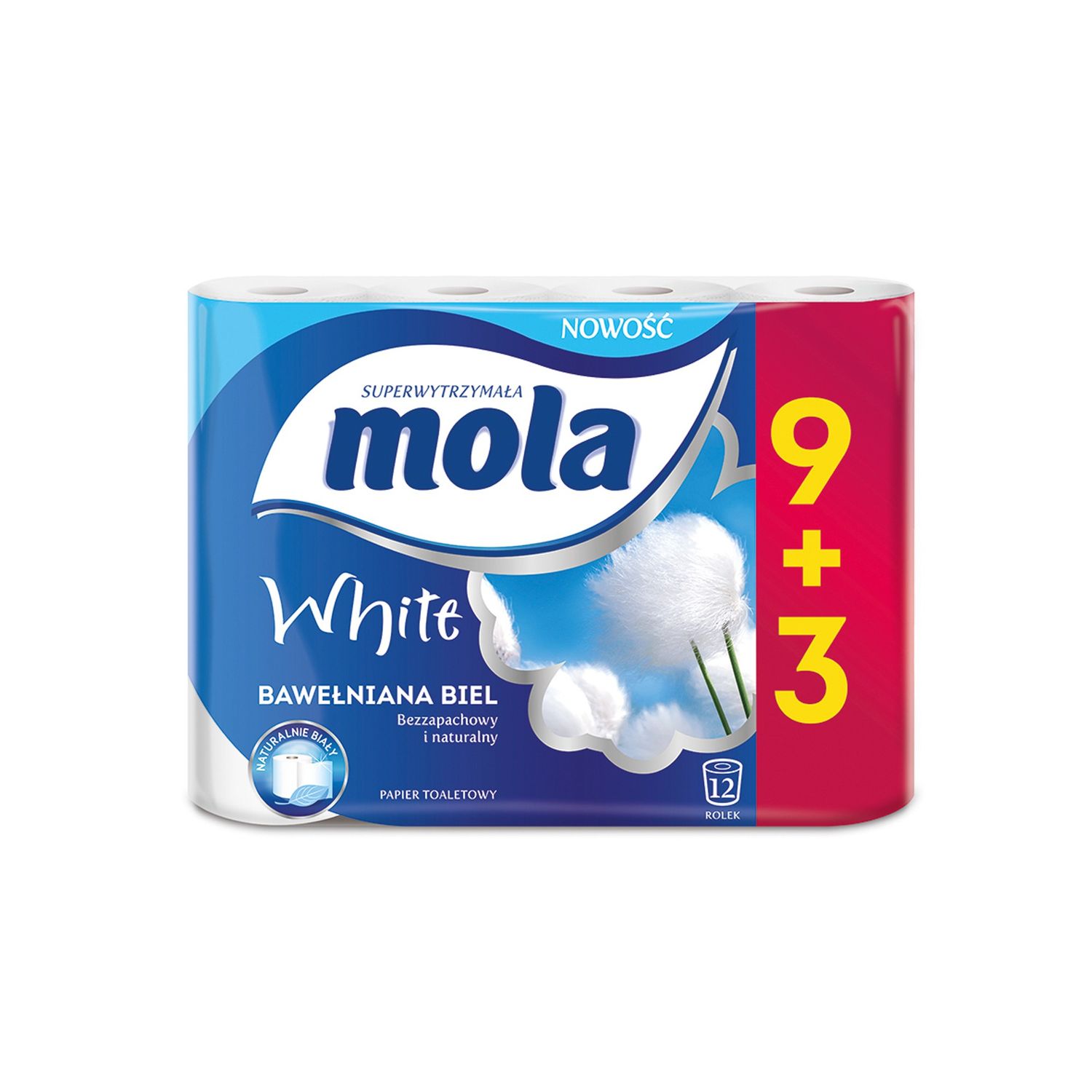 MOLA BAWEŁNIANA BIEL PAPIER TOALETOWY 12 ROLEK