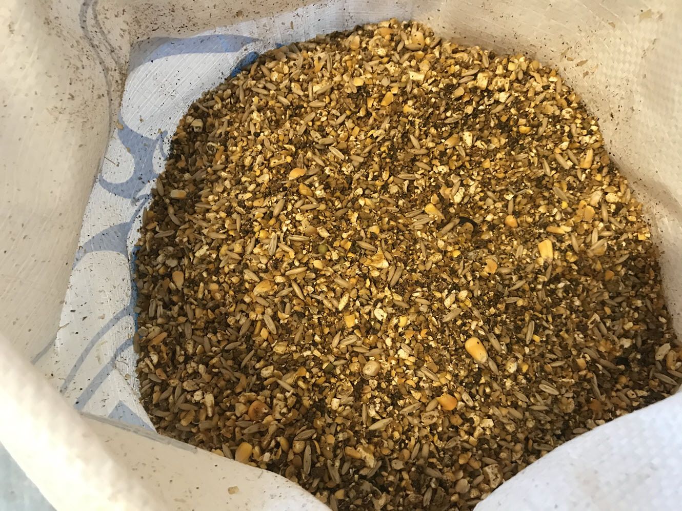 16% non-GMO sheep feed with no added copper in an open 50 lb bag, milled fresh at Duck It Farm in Centerville TN