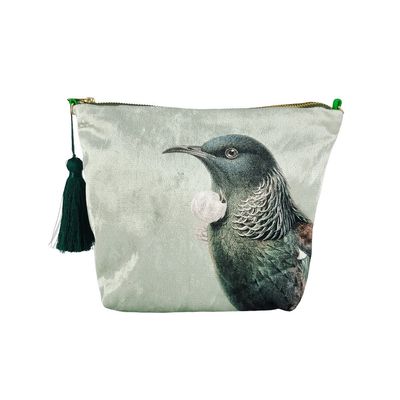 Hushed Green Tui Velvet Cosmetic Bag