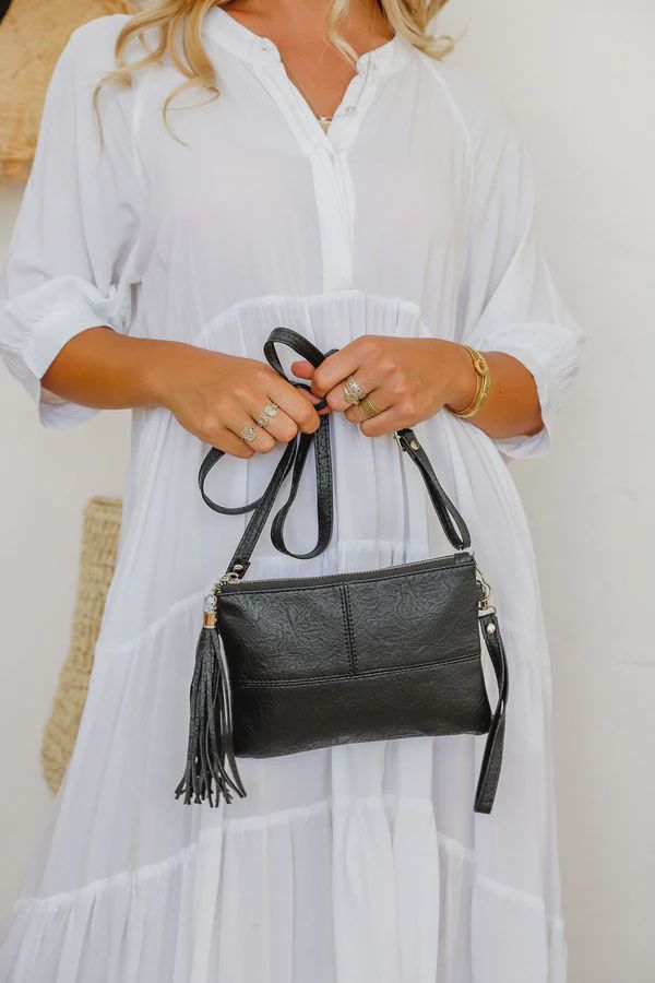 Clutch Bag with Strap - Black